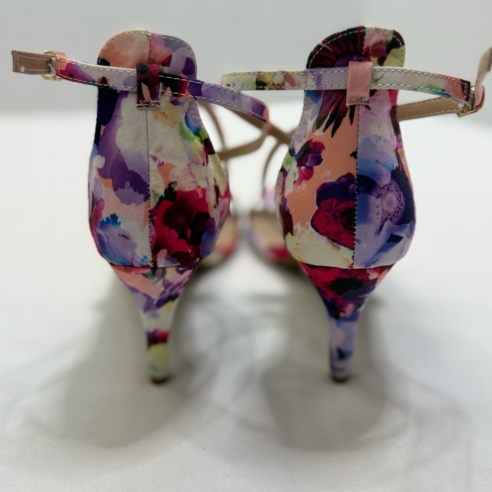 Dream Pairs Floral Strappy Heels Size 9.5 Multicolor Ankle Strap Stiletto Sandal - Picture 2 of 7